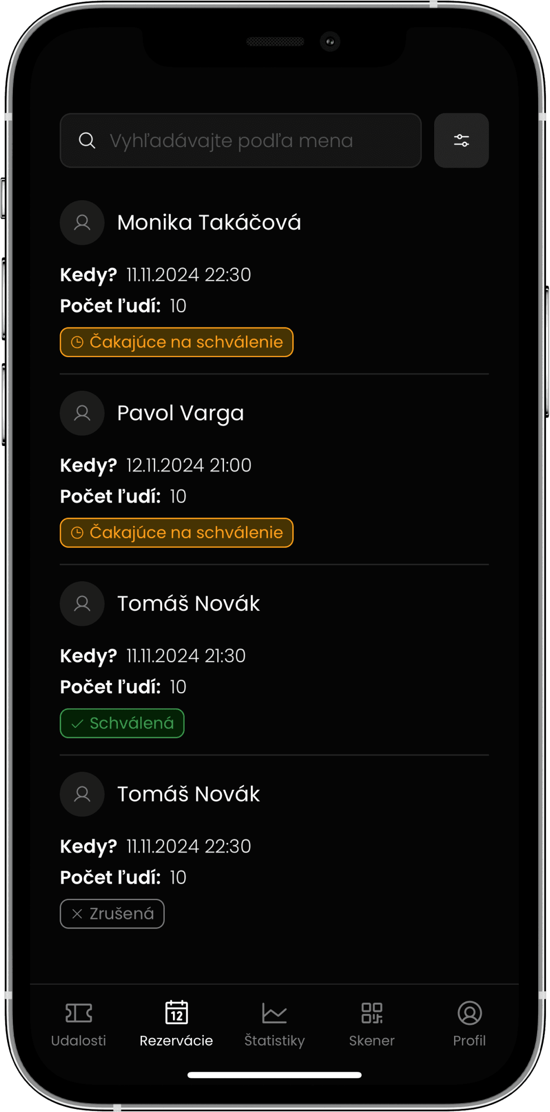 správa rezervácií